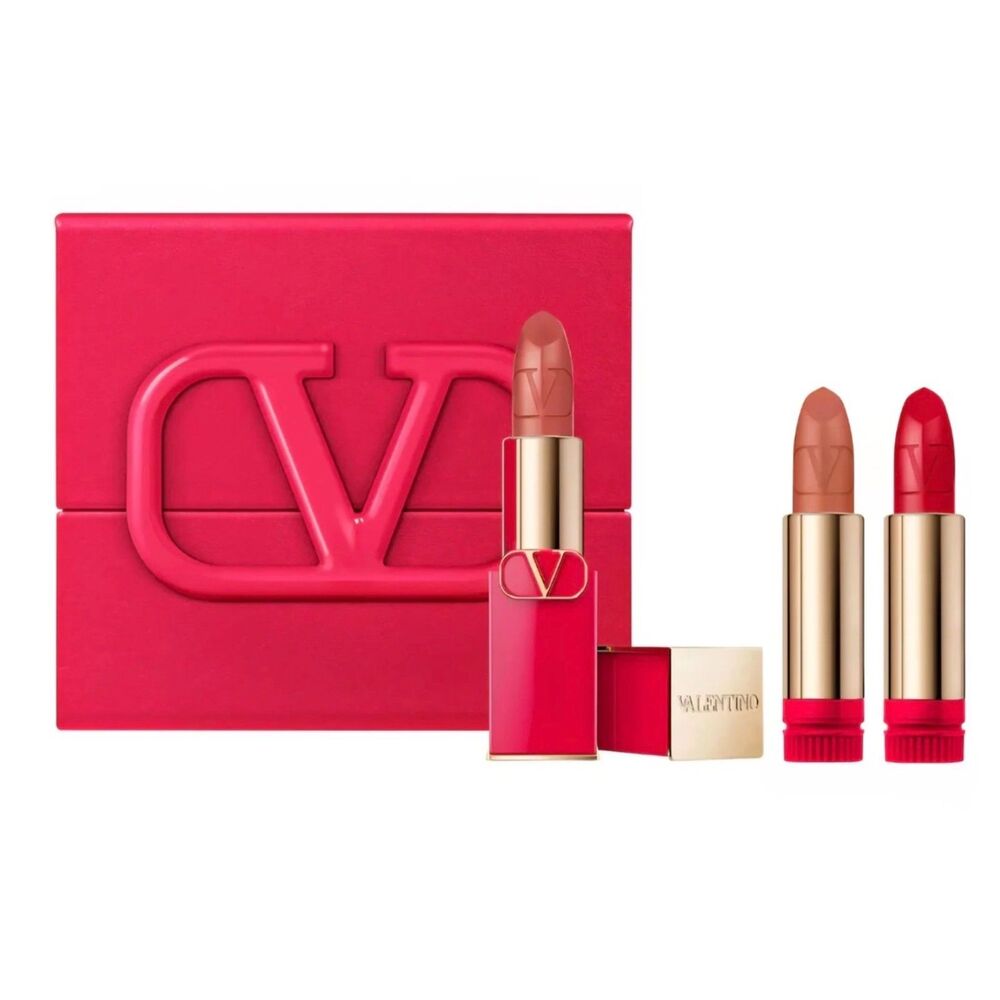 Rosso Valentino Couture Lipstick Set 100R, 22R, 107A & Clutch New in Box